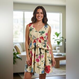 NWT EXPRESS ($128US) Yellow Floral Sleeveless Mini Dress